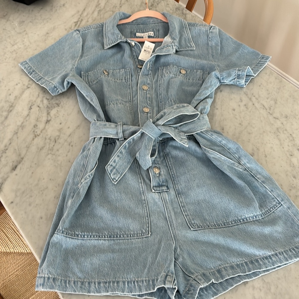 NWT Loft Denim Utility Romper Size 8